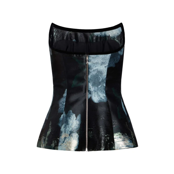 Markarian Lola Metallic Watercolor Floral Brocade Top, view 5