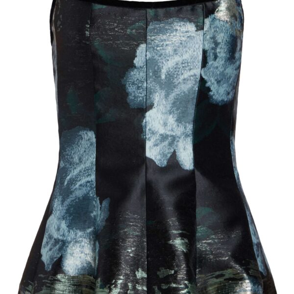 Markarian Lola Metallic Watercolor Floral Brocade Top - Tops - New York Luxury Occasion Wear at Coveti