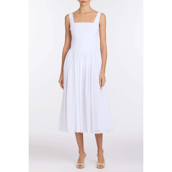 Markarian Maeve Cotton Eyelet Square Neck Midi Dress, view 2