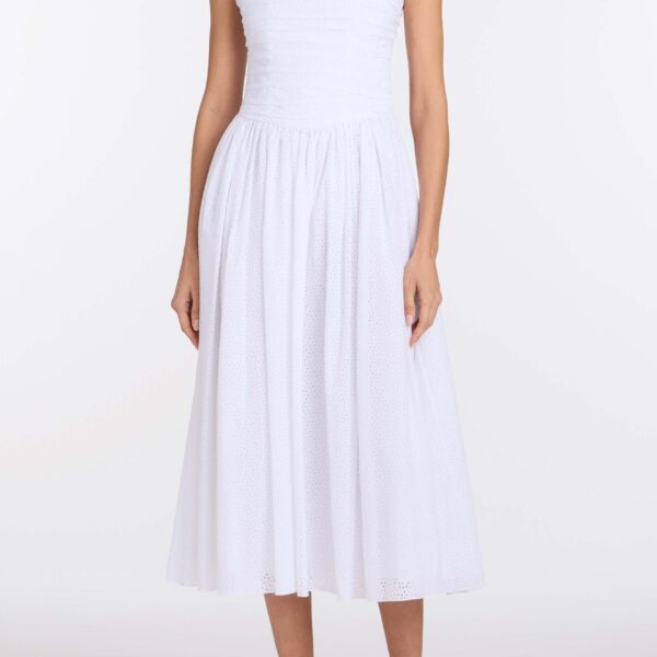 Markarian Maeve Cotton Eyelet Square Neck Midi Dress - Dresses - New York Luxury Occasion Wear at Coveti