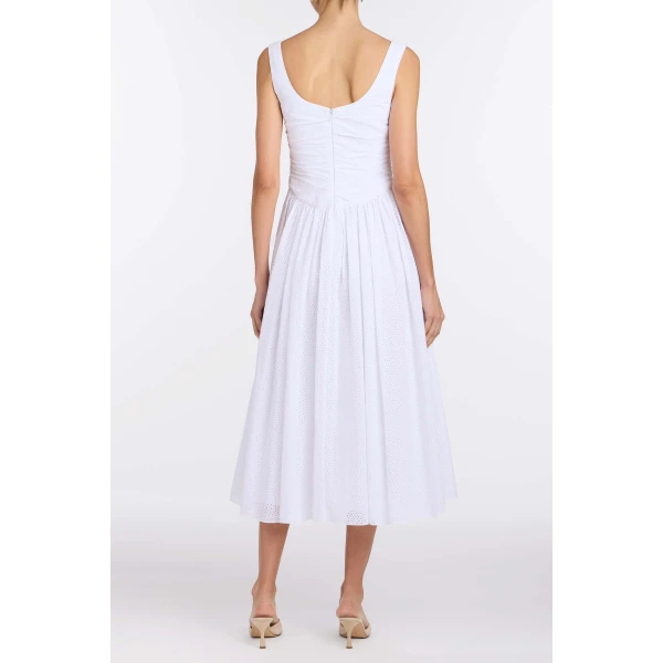 Markarian Maeve Cotton Eyelet Square Neck Midi Dress, view 4