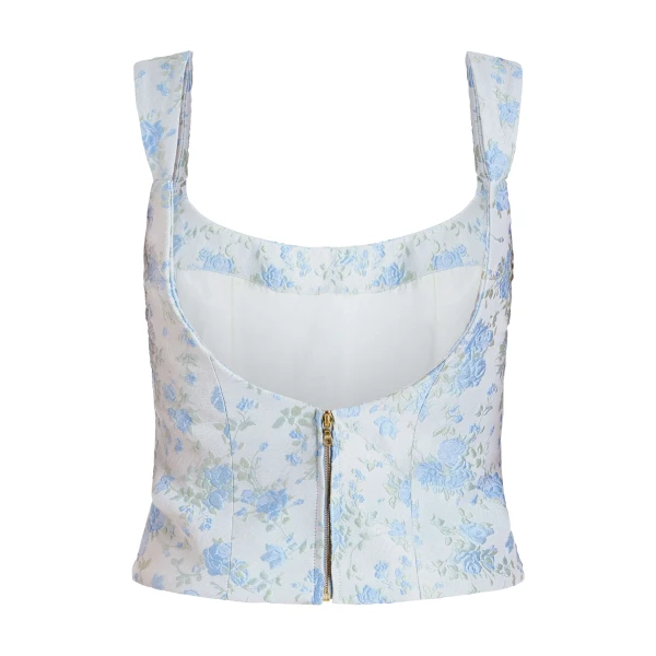 Markarian Maisie Cornflower And Mint Brocade Top, view 2