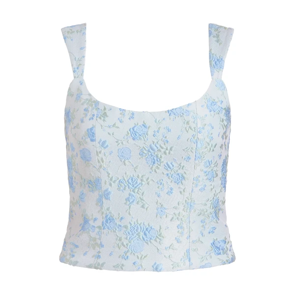 Markarian Maisie Cornflower And Mint Brocade Top