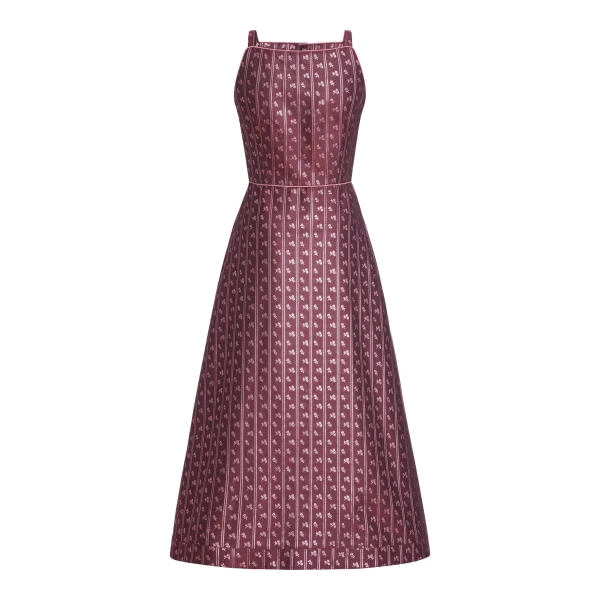 Markarian Minette Burgundy Floral Stripe Midi Dress, view 2