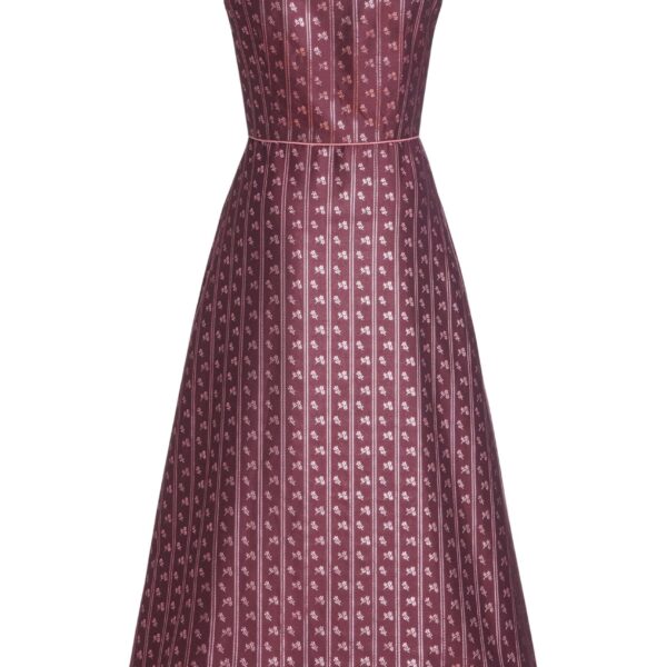 Markarian Minette Burgundy Floral Stripe Midi Dress - Dresses - New York Luxury Occasion Wear at Coveti