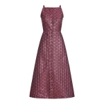 Markarian Minette Burgundy Floral Stripe Midi Dress - Dresses - New York Luxury Occasion Wear at Coveti