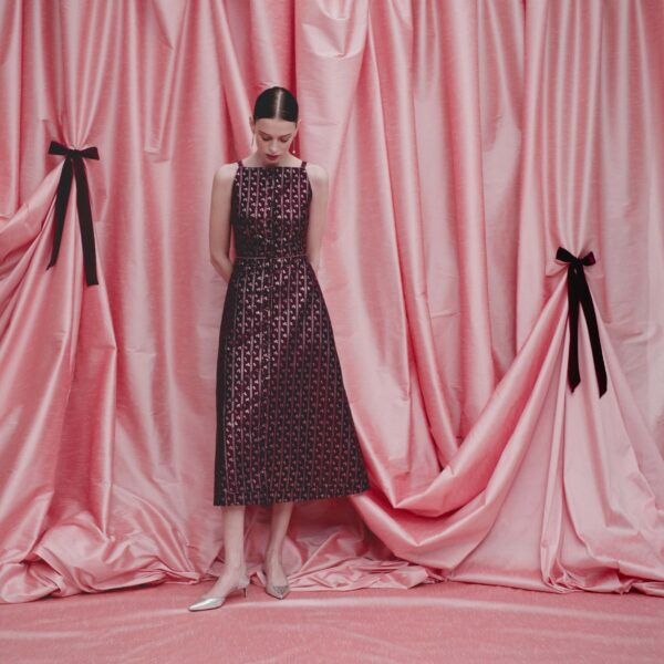 Markarian Minette Burgundy Floral Stripe Midi Dress - Dresses - New York Luxury Occasion Wear at Coveti