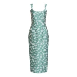 Markarian Numa Green And White Floral Brocade Corset Midi Dress - Dresses - New York Luxury Occasion Wear at Coveti