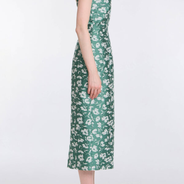 Markarian Numa Green And White Floral Brocade Corset Midi Dress - Dresses - New York Luxury Occasion Wear at Coveti