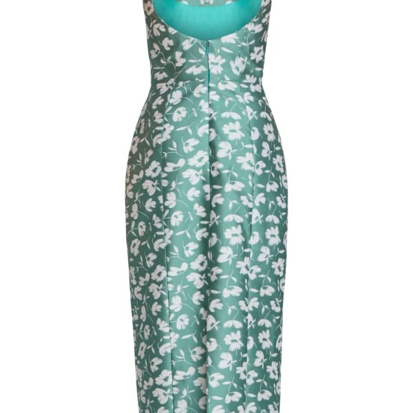Markarian Numa Green And White Floral Brocade Corset Midi Dress - Dresses - New York Luxury Occasion Wear at Coveti
