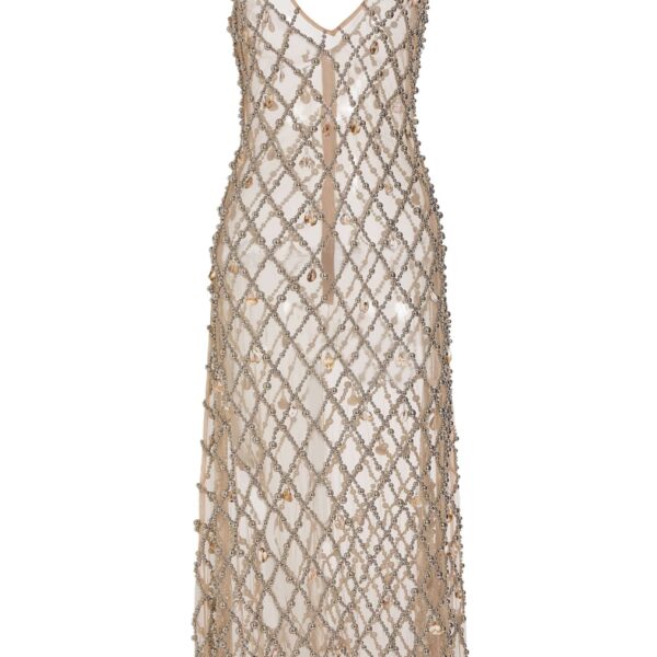 Markarian Odette Beaded Seashell Mesh Sleeveless Midi Dress - Dresses - New York Luxury Occasion Wear at Coveti