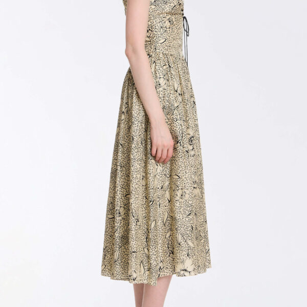 Markarian Penelope Black Floral Printed Twill Keyhole Midi Dress - Dresses - New York Luxury Occasion Wear at Coveti