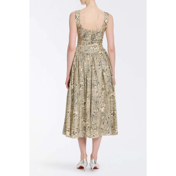 Markarian Penelope Black Floral Printed Twill Keyhole Midi Dress, view 4