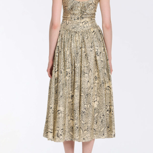 Markarian Penelope Black Floral Printed Twill Keyhole Midi Dress - Dresses - New York Luxury Occasion Wear at Coveti