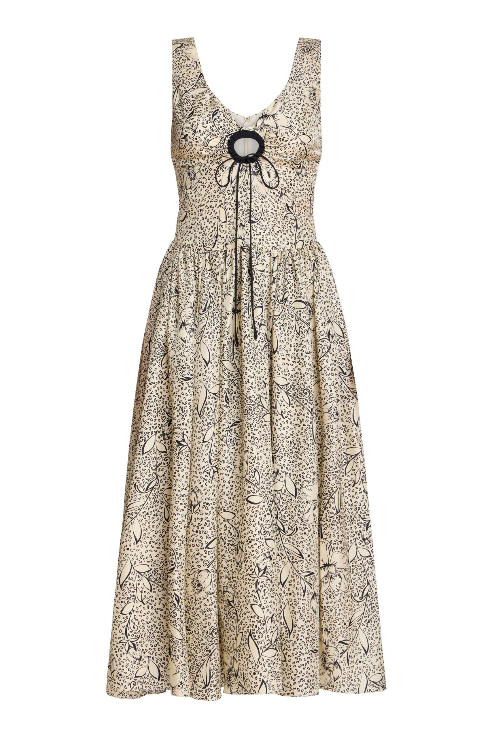 Markarian Penelope Black Floral Printed Twill Keyhole Midi Dress - Dresses - New York Luxury Occasion Wear at Coveti Markarian Penelope Black Floral Printed Twill Keyhole Midi Dress - Dresses - New York Luxury Occasion Wear at Coveti