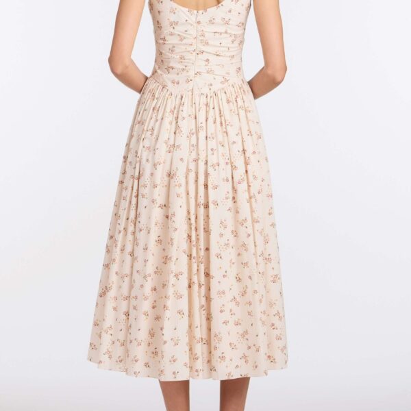 Markarian Penelope Blush Bouquet Cotton Eyelet Keyhole Midi Dress - Dresses - New York Luxury Occasion Wear at Coveti