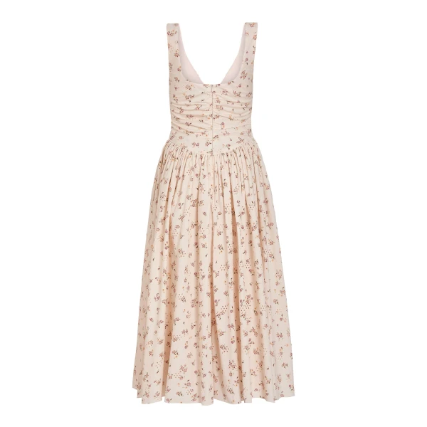 Markarian Penelope Blush Bouquet Cotton Eyelet Keyhole Midi Dress, view 4