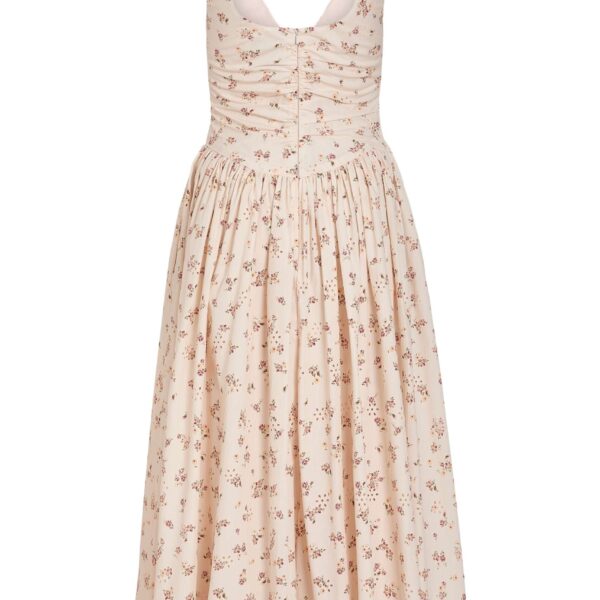 Markarian Penelope Blush Bouquet Cotton Eyelet Keyhole Midi Dress - Dresses - New York Luxury Occasion Wear at Coveti