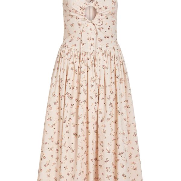 Markarian Penelope Blush Bouquet Cotton Eyelet Keyhole Midi Dress - Dresses - New York Luxury Occasion Wear at Coveti