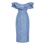 Markarian Pollyanna Wedgewood Floral Taffeta Midi Dress - Dresses - New York Luxury Occasion Wear at Coveti