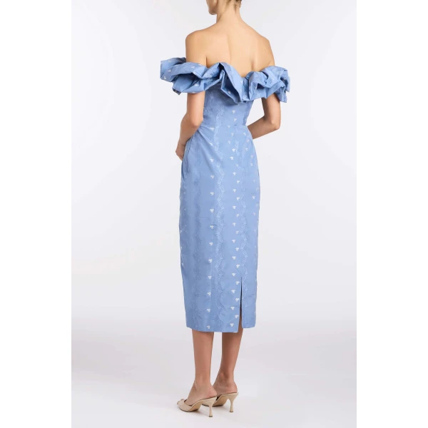 Markarian Pollyanna Wedgewood Floral Taffeta Midi Dress, view 4