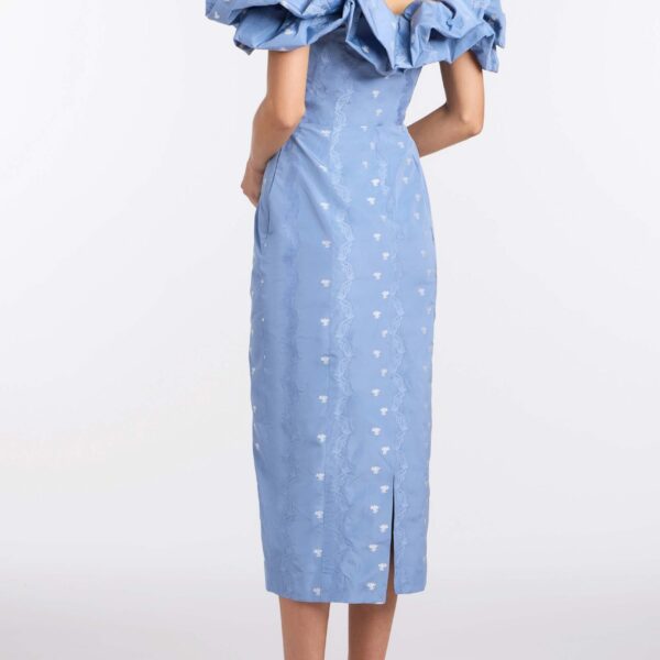Markarian Pollyanna Wedgewood Floral Taffeta Midi Dress - Dresses - New York Luxury Occasion Wear at Coveti