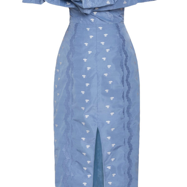 Markarian Pollyanna Wedgewood Floral Taffeta Midi Dress - Dresses - New York Luxury Occasion Wear at Coveti