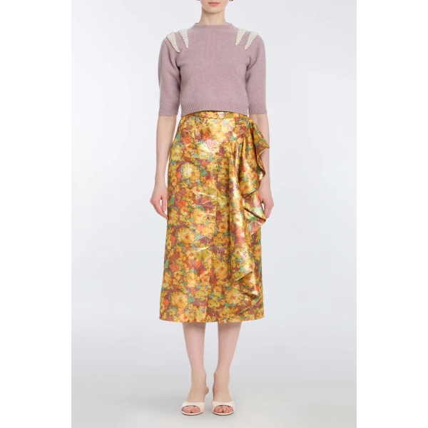 Markarian Posy Lavender Pearl Patch Cashmere Sweater, view 2
