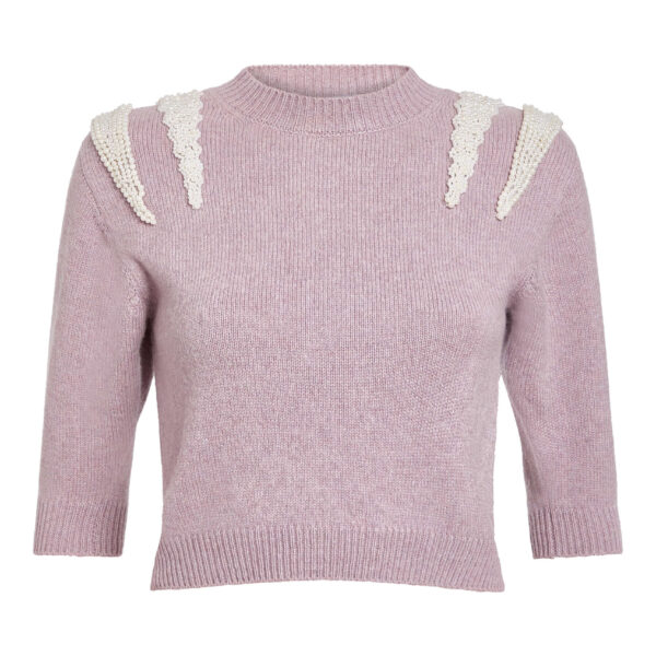 Markarian Posy Lavender Pearl Patch Cashmere Sweater - Knitwear - New York Luxury Occasion Wear at Coveti
