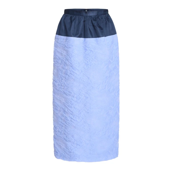 Markarian Ria Powder Blue Floral Cloque Midi Skirt