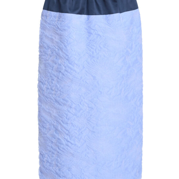 Markarian Ria Powder Blue Floral Cloque Midi Skirt - Skirts - New York Luxury Occasion Wear at Coveti