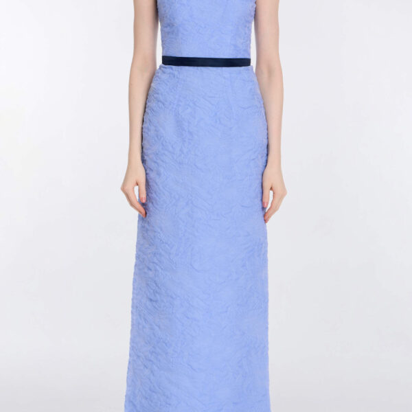 Markarian Robin Powder Blue Floral Cloque Gown - Dresses - New York Luxury Occasion Wear at Coveti