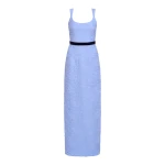 Markarian Robin Powder Blue Floral Cloque Gown - Dresses - New York Luxury Occasion Wear at Coveti