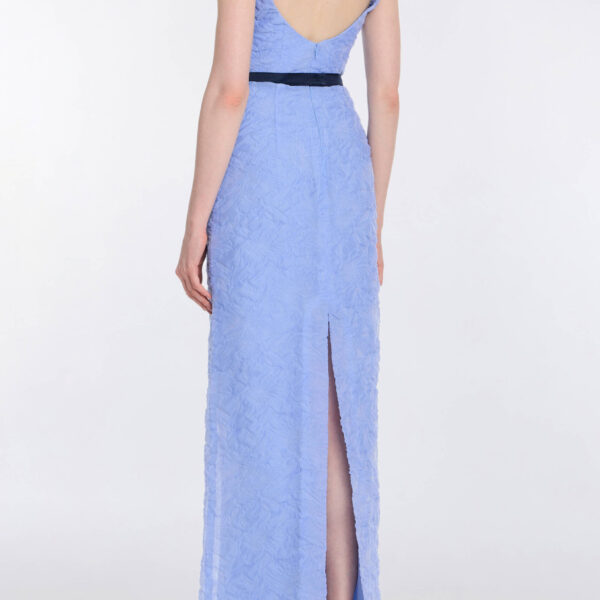 Markarian Robin Powder Blue Floral Cloque Gown - Dresses - New York Luxury Occasion Wear at Coveti