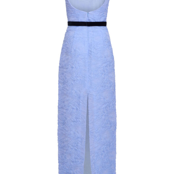 Markarian Robin Powder Blue Floral Cloque Gown - Dresses - New York Luxury Occasion Wear at Coveti