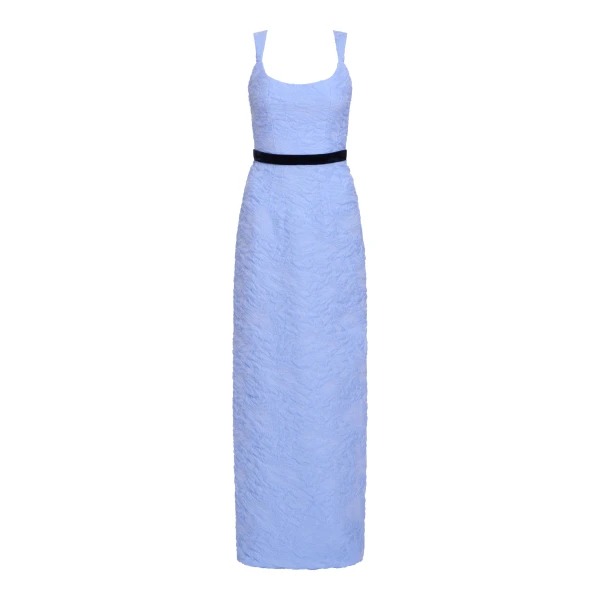 Markarian Robin Powder Blue Floral Cloque Gown