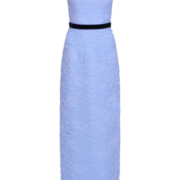Markarian Robin Powder Blue Floral Cloque Gown - Dresses - New York Luxury Occasion Wear at Coveti