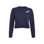 Markarian Romy Navy Floral Patch Cashmere Sweater - Knitwear - New York Luxury Occasion Wear at Coveti