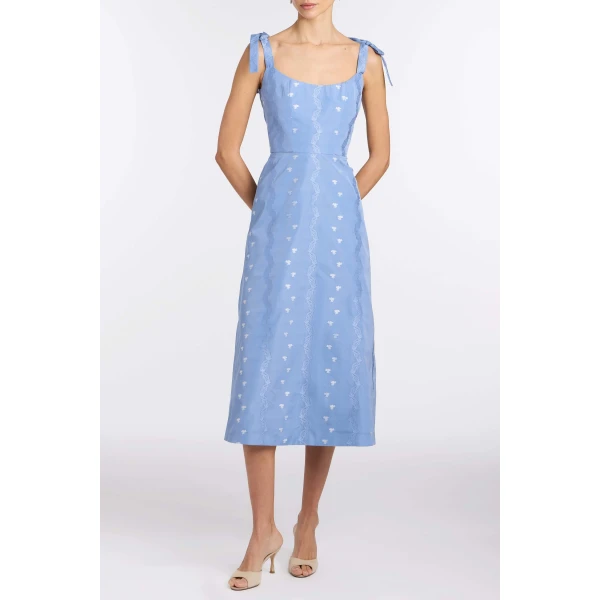 Markarian Rosalina Wedgwood Floral Taffeta Dress, view 2