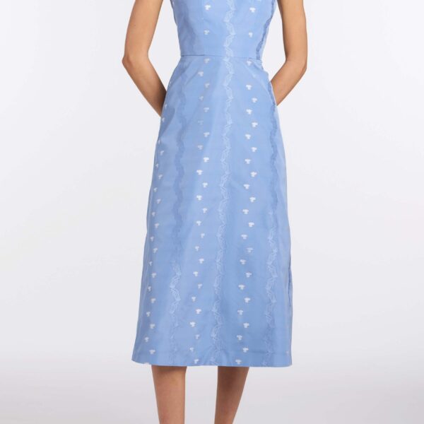 Markarian Rosalina Wedgwood Floral Taffeta Dress - Dresses - New York Luxury Occasion Wear at Coveti
