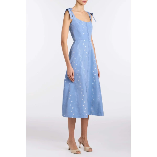 Markarian Rosalina Wedgwood Floral Taffeta Dress, view 3