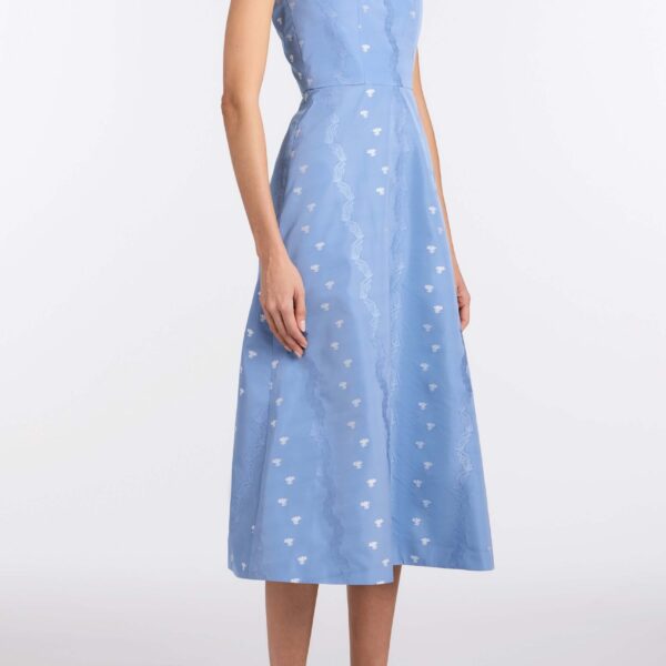 Markarian Rosalina Wedgwood Floral Taffeta Dress - Dresses - New York Luxury Occasion Wear at Coveti