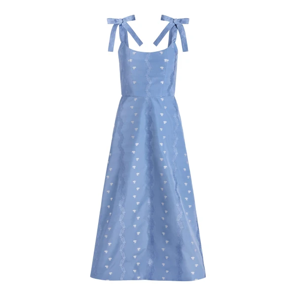 Markarian Rosalina Wedgwood Floral Taffeta Dress