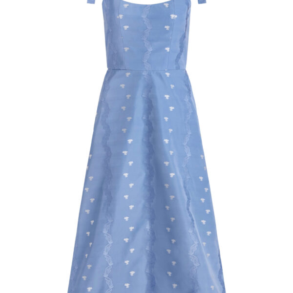 Markarian Rosalina Wedgwood Floral Taffeta Dress - Dresses - New York Luxury Occasion Wear at Coveti