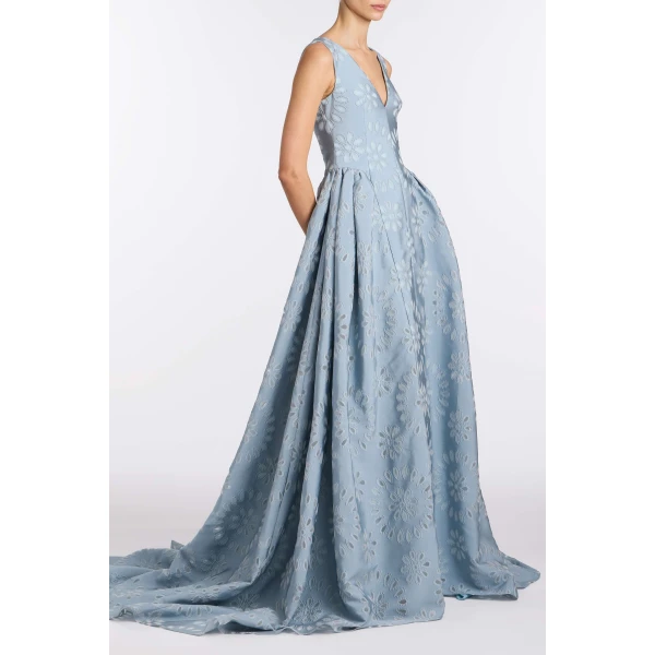 Markarian Rosebay Floral Organza Burnout Gown, view 3