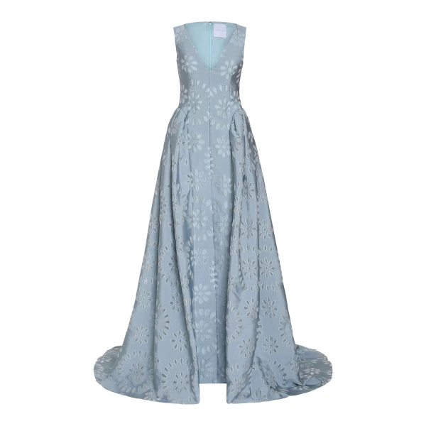 Markarian Rosebay Floral Organza Burnout Gown
