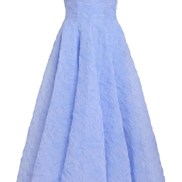 Markarian Rousseau Powder Blue Floral Cloque Midi Dress - Dresses - New York Luxury Occasion Wear at Coveti
