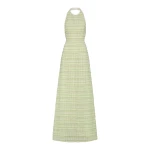 Markarian Sahara Lime Textured Stripe Halter Gown - Dresses - New York Luxury Occasion Wear at Coveti