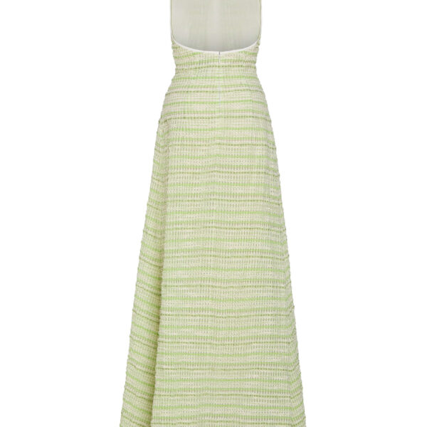 Markarian Sahara Lime Textured Stripe Halter Gown - Dresses - New York Luxury Occasion Wear at Coveti