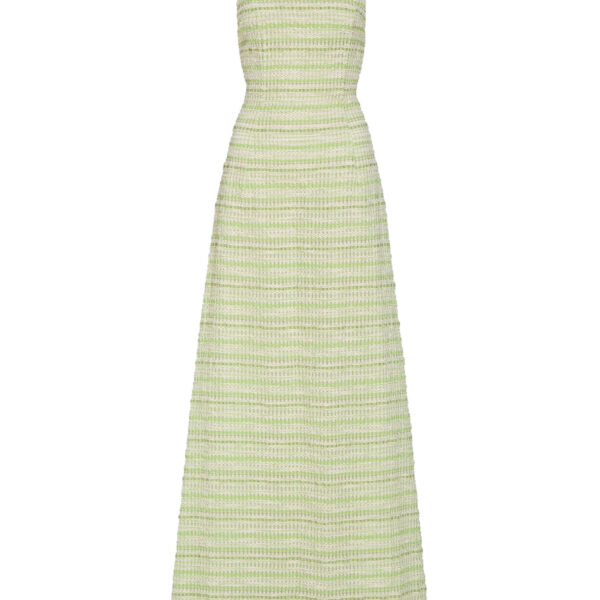 Markarian Sahara Lime Textured Stripe Halter Gown - Dresses - New York Luxury Occasion Wear at Coveti